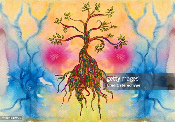 tree rising - rainforest canopy stock illustrations
