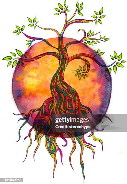 young tree planet - old growth forest stock illustrations