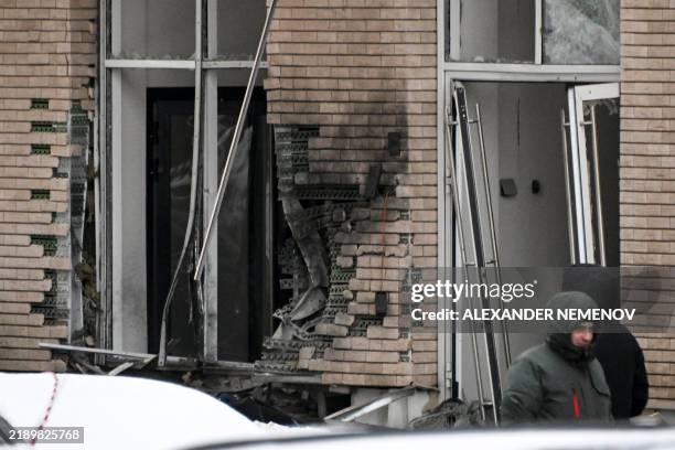 View of the blast scene, which killed the commander of Russian armed forces' chemical, biological and radiation defence troops, Igor Kirillov, and...