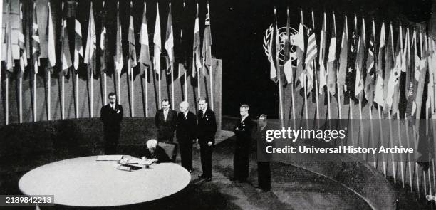 The UN Conference on International Organization opened in San Francisco, 25 April 1945, attended by 50 governments and a number of non-governmental...
