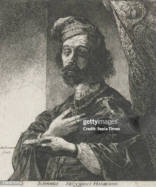 Portrait of Janus Secundus, Portrait of the Dutch humanist poet Janus Secundus Nicolai Hagiensis, also called Jan Everaerts. He holds a poem in his...