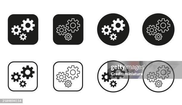 gear icons or settings symbol - three gears stock illustrations