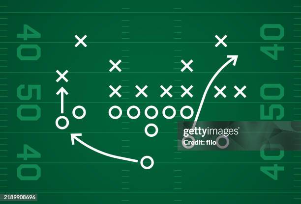 ilustrações de stock, clip art, desenhos animados e ícones de football field play call lines background - futebol americano