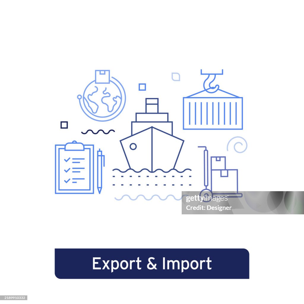 Export And Import Concept Vector Illustration Editable Stroke Vector ...