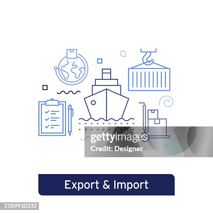 Export and Import Concept Vector Illustration. Editable Stroke Vector Design. Export and Import Concept Vector Illustration. Editable Stroke Vector Design.
