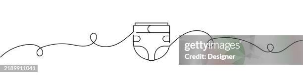 one continuous line drawing of diaper icon. single line vector illustration - changing nappy stock illustrations