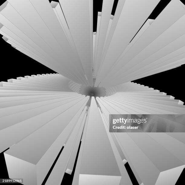 abstract 3d shape reactor with perspective - merging circles stock illustrations