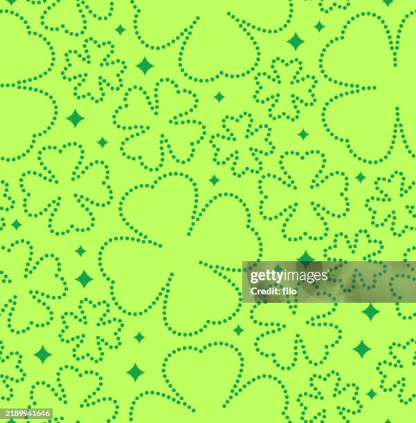 seamless st. patrick's day shamrock abstract green tileable pattern - lime green abstract background stock illustrations