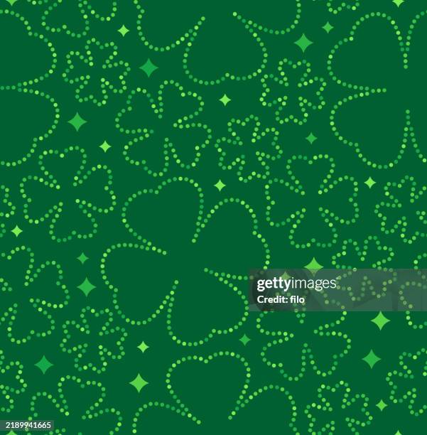 seamless st. patrick's day shamrock abstract green tileable pattern - clover field stock illustrations