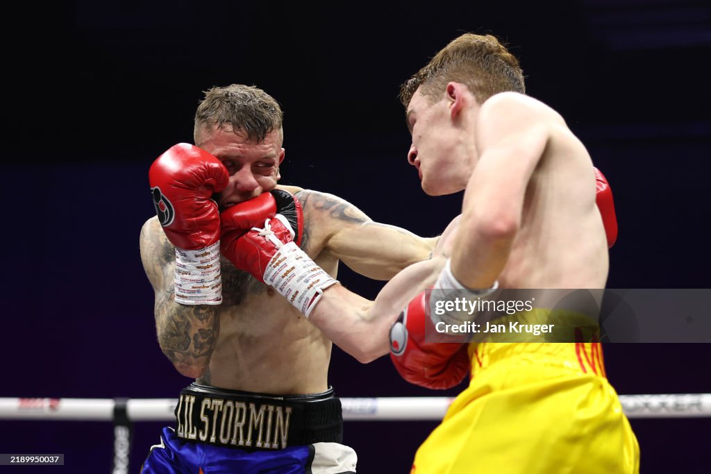 Boxing Colision Mikie Talon in action against Benn Norman in their Super Flyweight ...