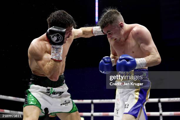 Boxing Colision Lee Cutler punches Stephen McKenna during the WBC International... News ...