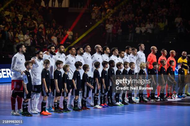 General view of the Gernam National Futsal team during the UEFA Futsal EURO Qualifier between Germany and Cyprus at SWT Arena on December 18, 2024 in...