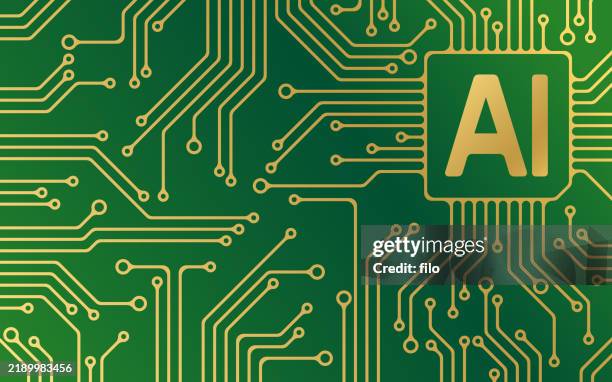 circuit board gold green technology abstract background - silicon stock illustrations