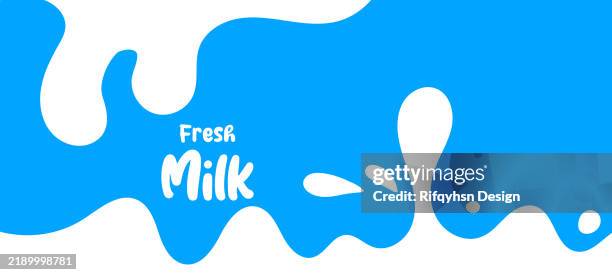 stockillustraties, clipart, cartoons en iconen met abstract water splash blue and white background. milk splash frame pattern. yogurt or dairy cream wave border with drops - panoramisch