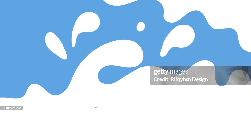 Abstract water splash blue and white background. Milk splash frame pattern. Yogurt or dairy cream wave border with drops
