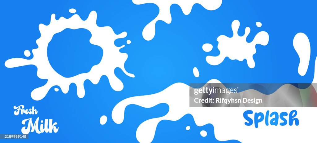Abstract water splash blue and white background. Milk splash frame pattern. Yogurt or dairy cream wave border with drops