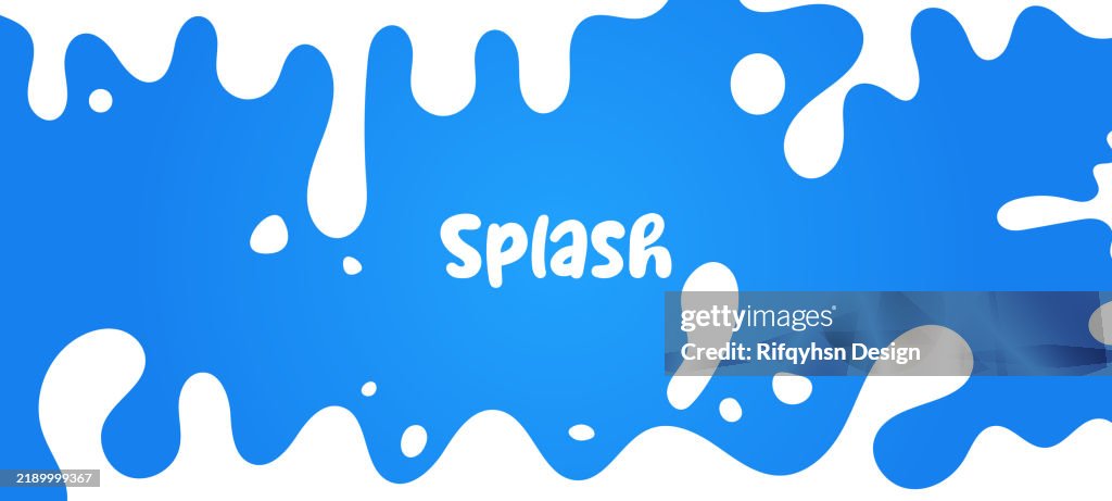 Abstract water splash blue and white background. Milk splash frame pattern. Yogurt or dairy cream wave border with drops