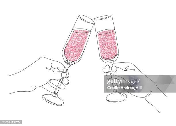 Champagne Toast Two Hands With Wine Glasses Rose Wine Cheers Continuous ...
