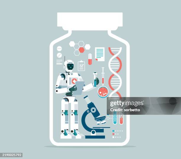 pharmacy - android virus stock illustrations