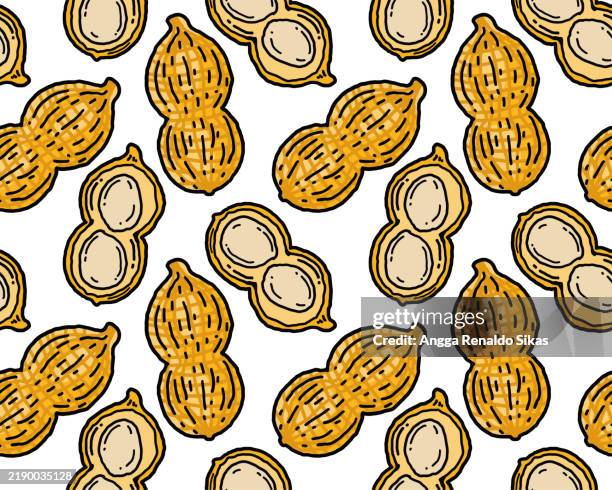 peanuts doodle cartoon seamless pattern - peanuts stock illustrations