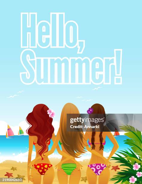 hello summer greeting poster background - hello summer stock illustrations
