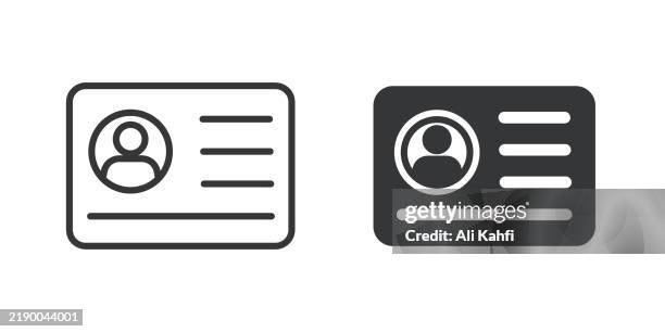 dünne linie der id-karte und durchgehendes glyphensymbol. bearbeitbarer strich und perfekte pixel isoliert auf transparentem hintergrund - ball passen stock-grafiken, -clipart, -cartoons und -symbole