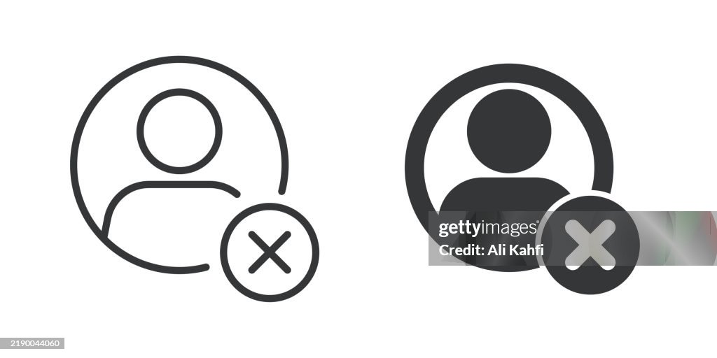 Account delete thin line and glyph solid icon. Editable stroke and perfect pixel isolated on transparent background