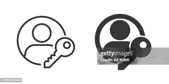Account access thin line and glyph solid icon. Editable stroke and perfect pixel isolated on transparent background Account access thin line and glyph solid icon. Editable stroke and perfect pixel isolated on transparent background