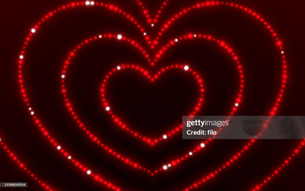 Heart Love Valentine's Day Red Glow Sparkle Modern Holiday Background Abstract