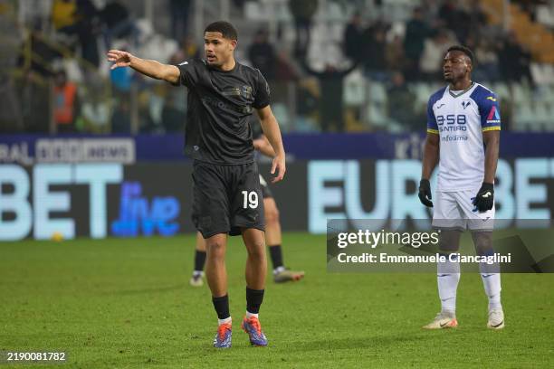 Simon Sohm of Parma Calcio reacts after scoring his team's second goal during the Serie A match between Parma and Verona at Stadio Ennio Tardini on...