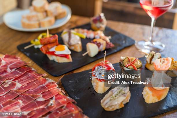 pintxos in san sebastian - san sebastian spain stock pictures, royalty-free photos & images