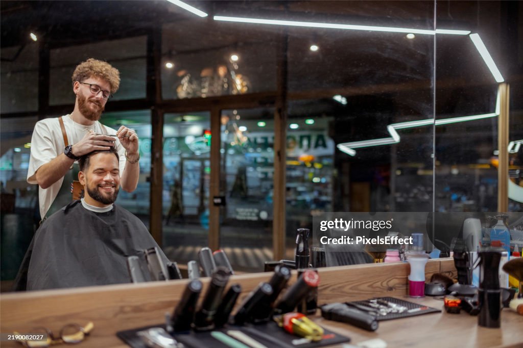 Hair Trim in Trendy Barbershop