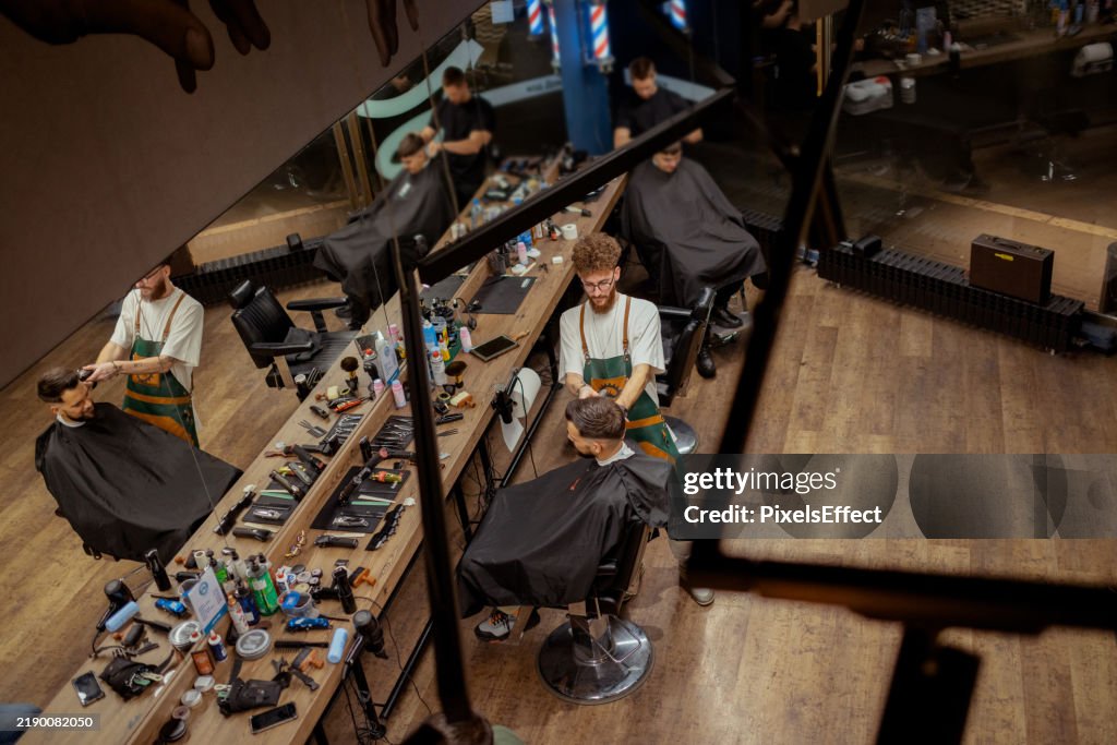 Haircut Transformation in Progress at the Barbershop