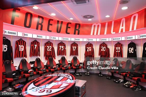 A general view inside the AC Milan dressing room before the Serie A ...