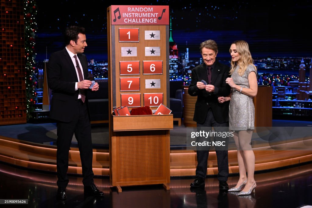 Tandom Instrument Host Jimmy Fallon, actor Martin Short, and actress Chloe Fineman ...