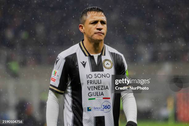 Alexis Sanchez plays during the Coppa Italia match between FC Internazionale and Udinese Calcio in Milano, Italy, on December 19 at Giuseppe Meazza...