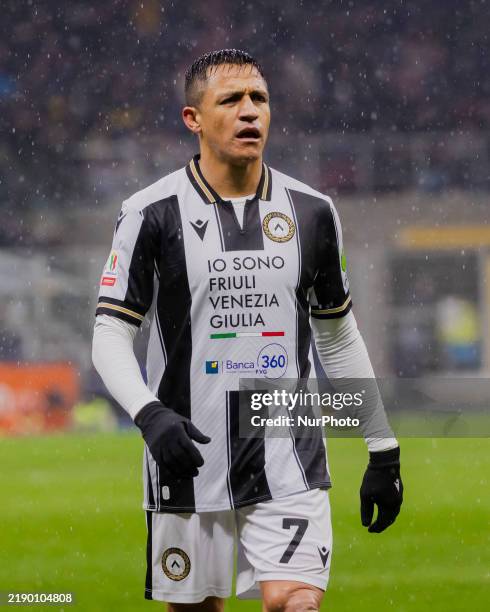 Alexis Sanchez plays during the Coppa Italia match between FC Internazionale and Udinese Calcio in Milano, Italy, on December 19 at Giuseppe Meazza...