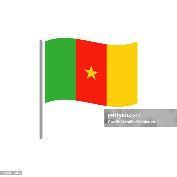 cameroon - flag pin wavy flat icon. - yaounde stock illustrations