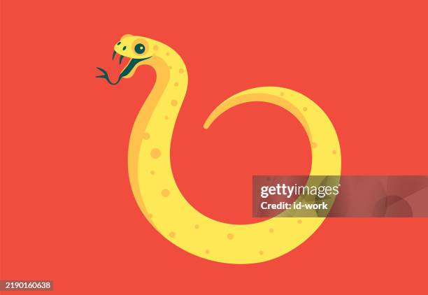 ilustraciones, imágenes clip art, dibujos animados e iconos de stock de personaje de la serpiente dorada - serpiente de coral