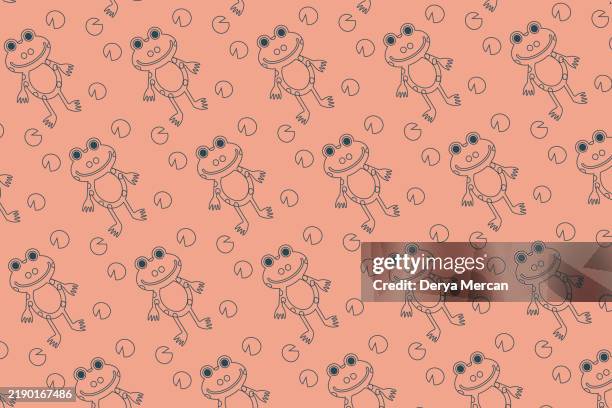ilustrações de stock, clip art, desenhos animados e ícones de seamless pattern with cute baby frog - vector illustration stock illustration - príncipe encantado