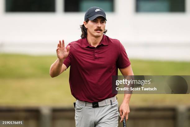 John Greco reacts after making a putt on the fifth green during the final round of PGA TOUR Q-School presented by Korn Ferry on Dye's Valley Course...
