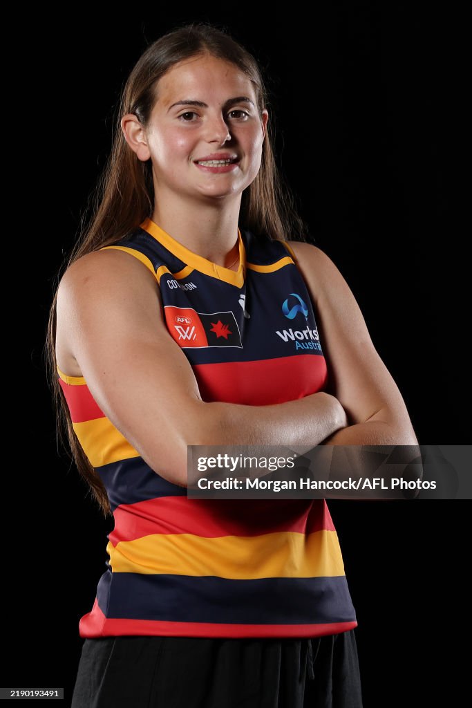 India Rasheed Hmgt India Rasheed of the Crows poses during the 2024 Telstra AFLW Draft ...