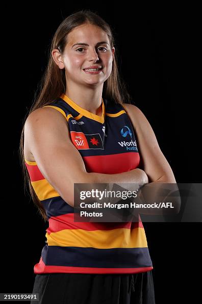 India Rasheed of the Crows poses during the 2024 Telstra AFLW Draft ...