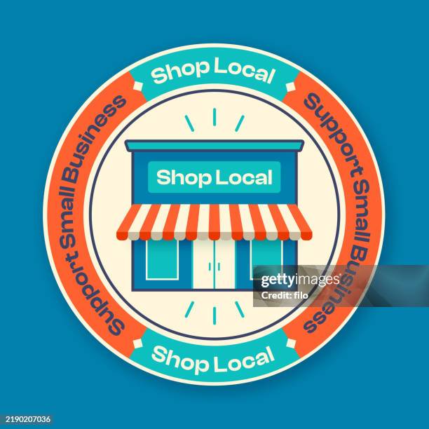 shop local support small business badge - small business stock illustrations