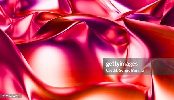 illustration, smooth waves of pink and red silk-like fabric with a reflective surface creating a luxurious and fluid texture - silk stock illustrations