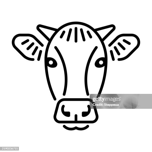ilustraciones, imágenes clip art, dibujos animados e iconos de stock de cow line icon - concept does not exist