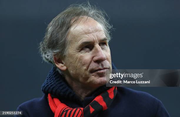 Franco Baresi looks on during the Serie A match between AC Milan and Genoa at Stadio Giuseppe Meazza on December 15, 2024 in Milan, Italy.