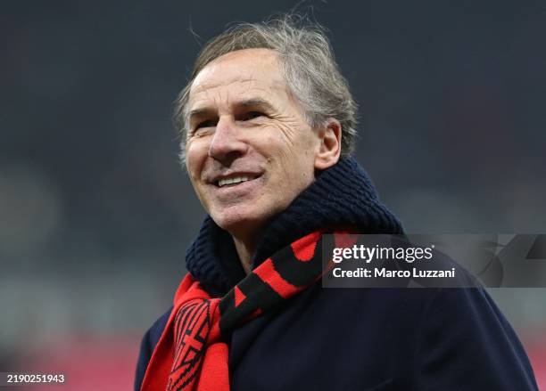 Franco Baresi looks on during the Serie A match between AC Milan and Genoa at Stadio Giuseppe Meazza on December 15, 2024 in Milan, Italy.