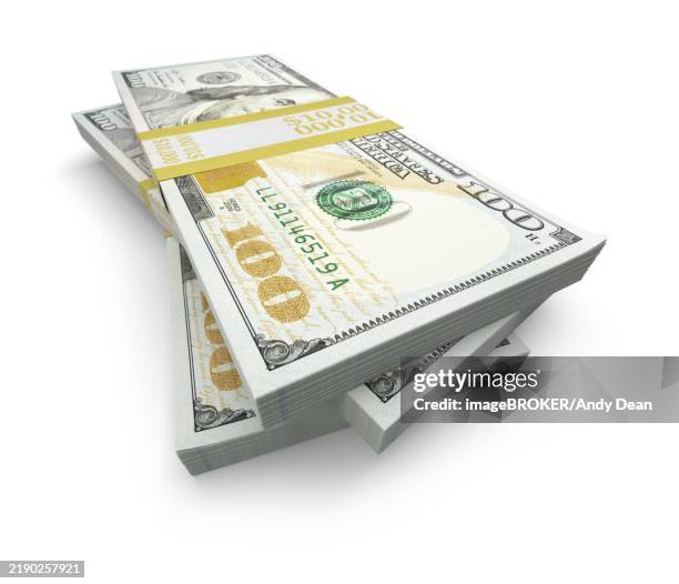 stack of thirty thousand dollars of one hundred dollar bills isolated on a white background - thousand dollar bill stock illustrations