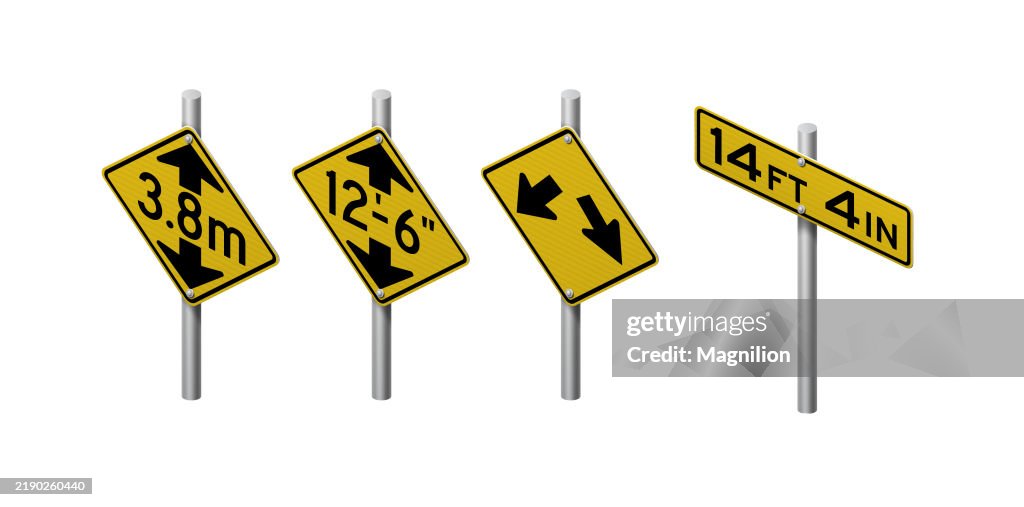 Height Check Signs Realistic Road Signs Indicating Height Restrictions And Clearance ...